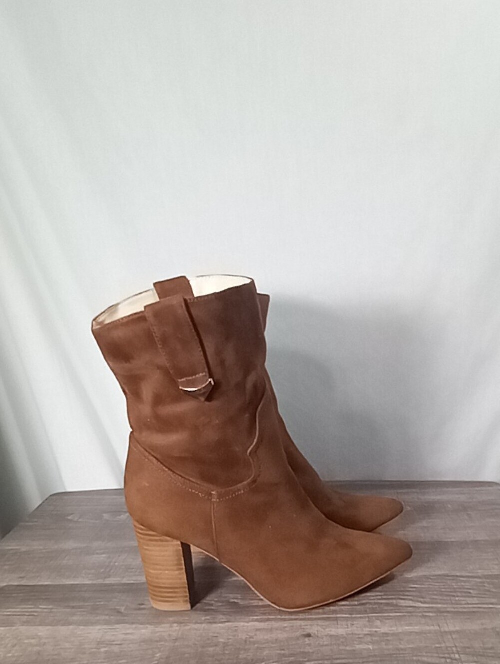 Lulus Brown Faux Suede Mid-Calf Heel Western Boots Size 9